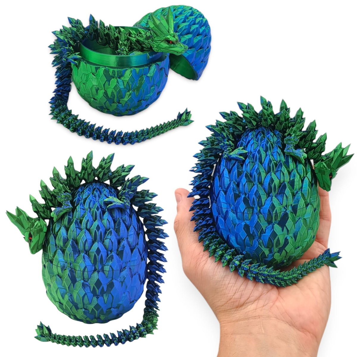 Kryształowy Smok Mini + Jajko, 30cm Długość, Figurka Przegubowa