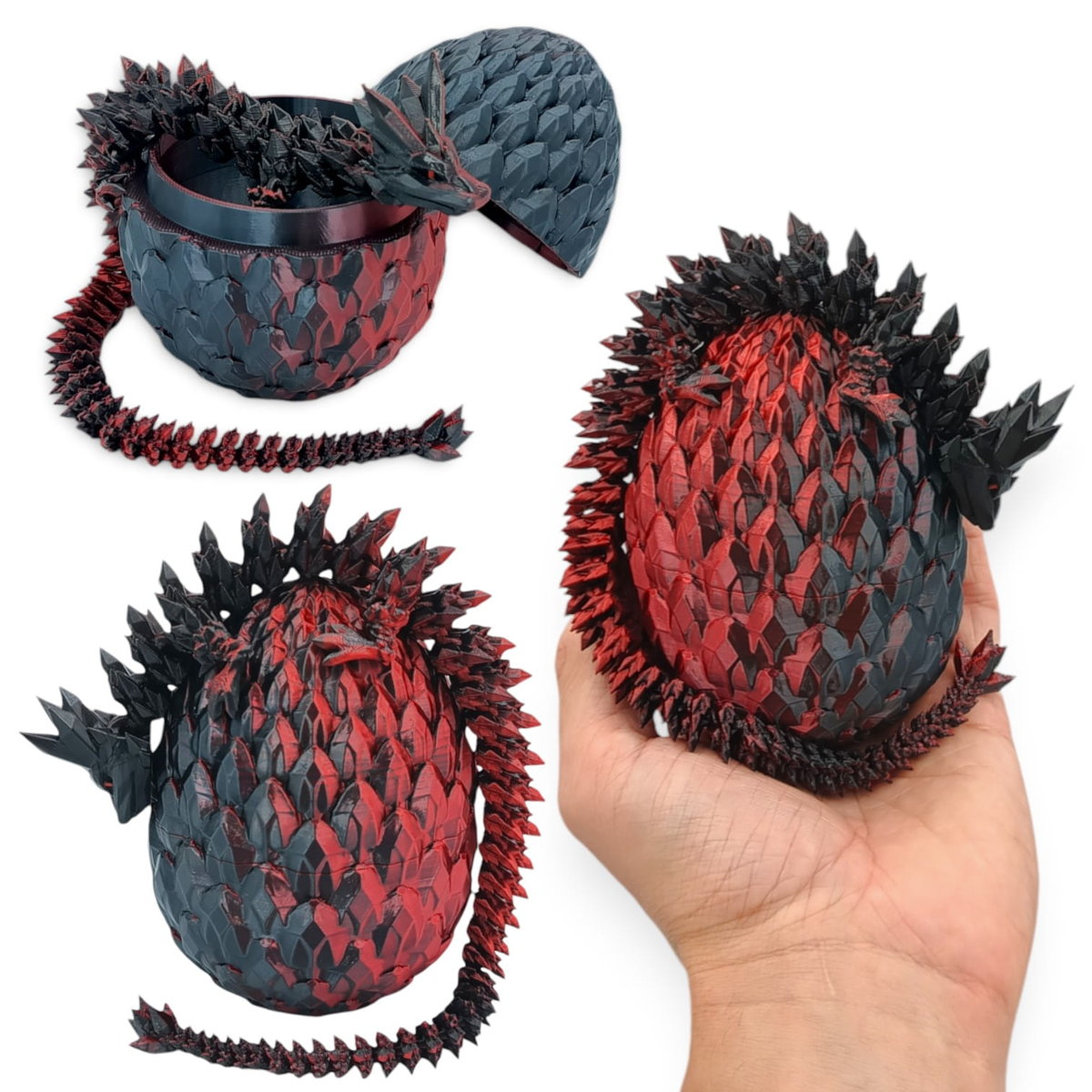 Kryształowy Smok Mini + Jajko, 30cm Długość, Figurka Przegubowa