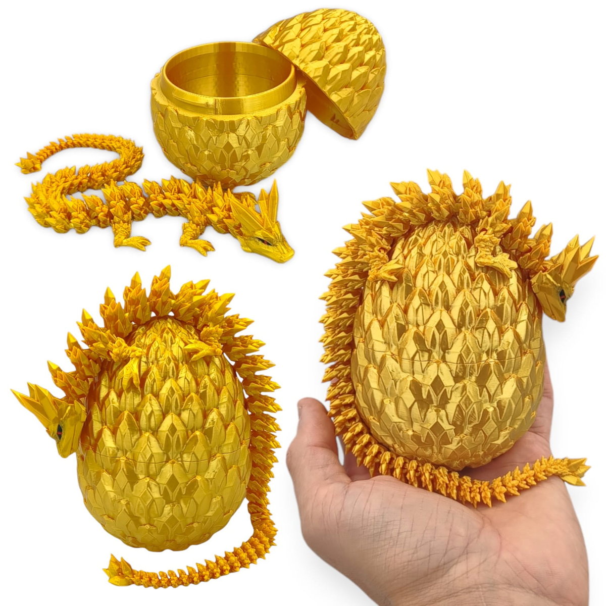 Kryształowy Smok Mini + Jajko, 30cm Długość, Figurka Przegubowa