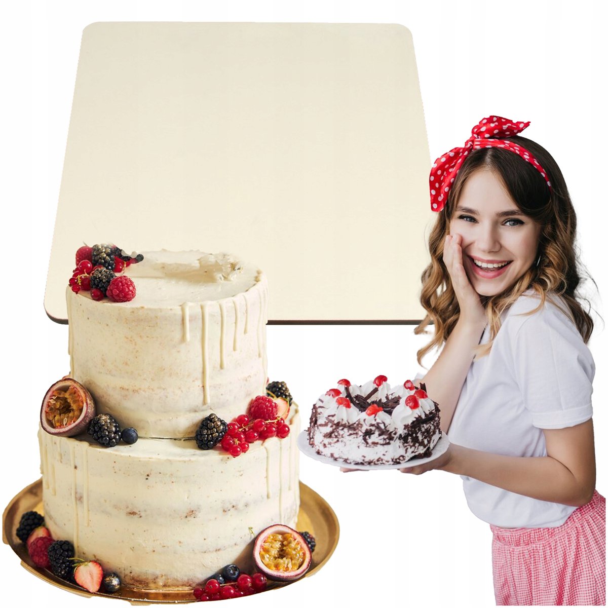 Taca cukiernicza Podkład pod tort prostokątny 30x40cm BIAŁY Duży Sztywny