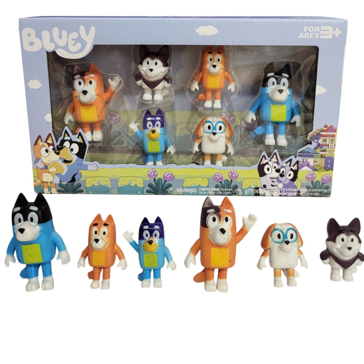 Zestaw Figurek z Bajki BLUEY & FAMILY RODZINA BINGO RADOSNA ZABAWA 6 SZT