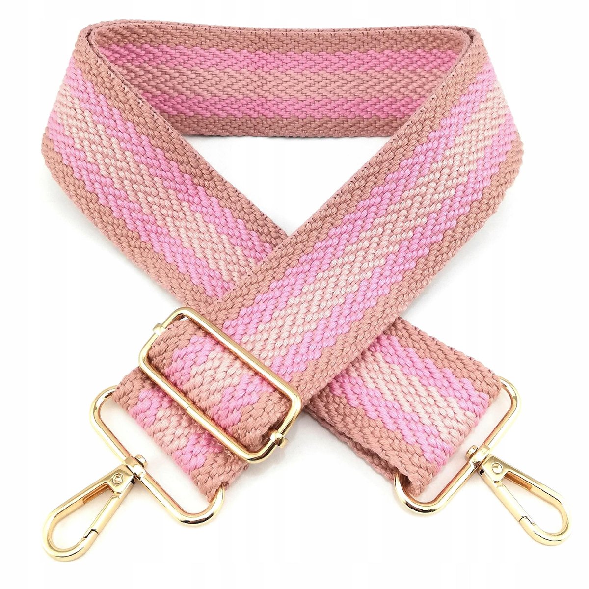 Pasek Do Torebki Torby Regulowany Szeroki Damski Długi Parciany Różowy