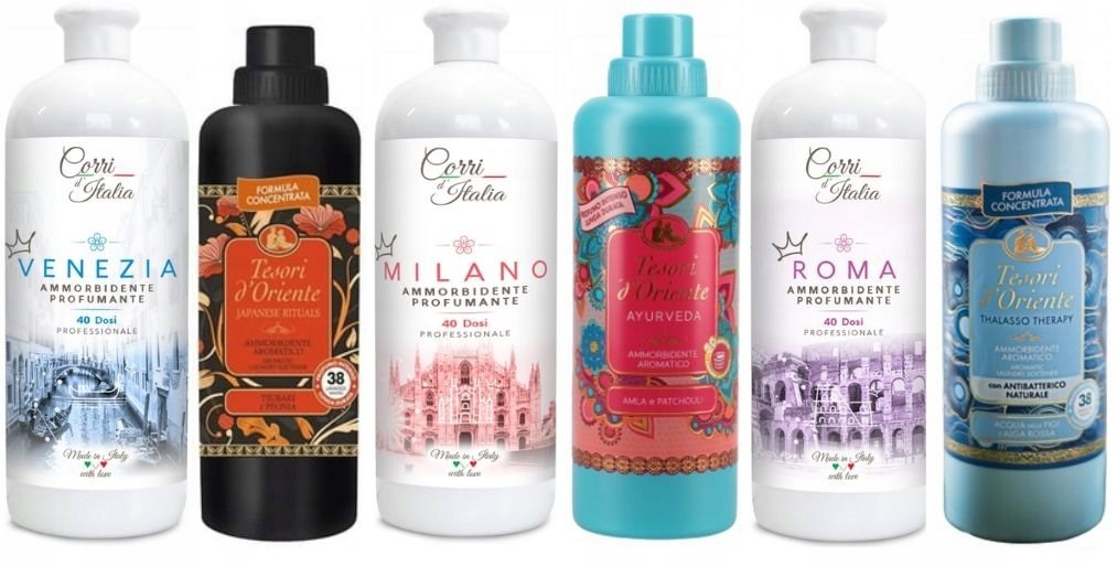 ZESTAW 6 PIĘKNYCH PŁYNÓW CORRI d`ITALIA oraz TESORI d`ORIENTE B