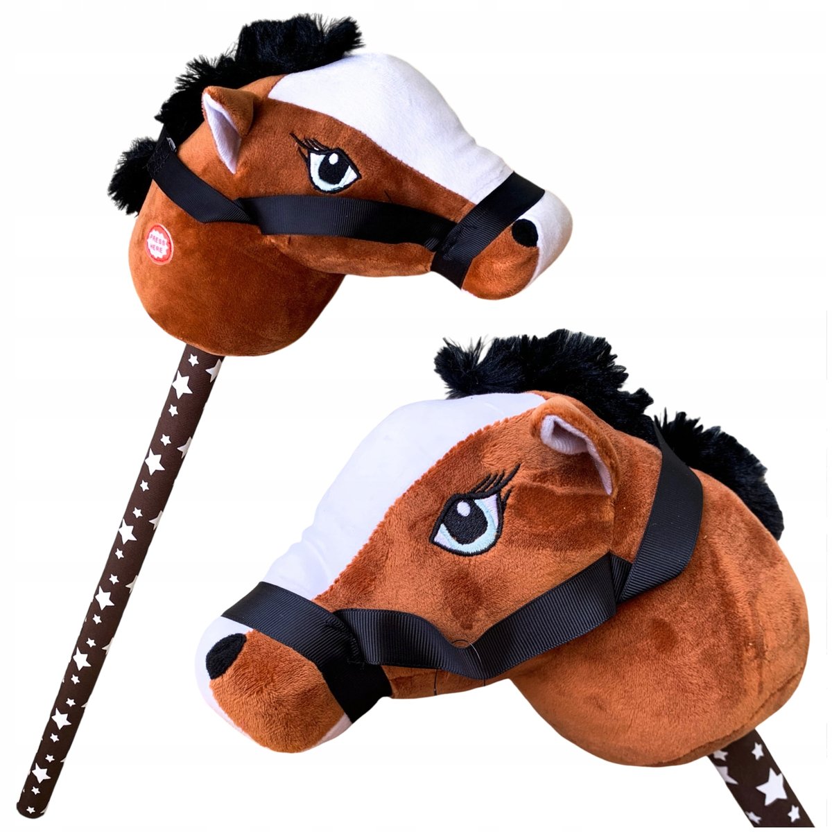 Głowa konia na kiju kijku konik hobby Horse brązowy dla kowboja rumak
