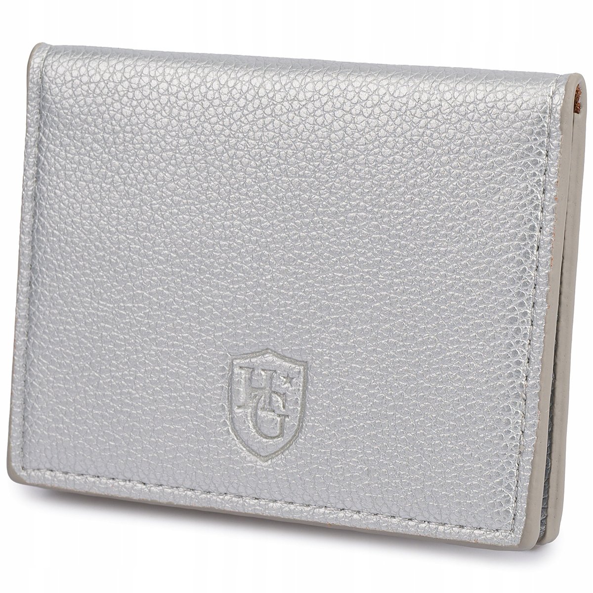 Etui na wizytówki portfel na karty dokumenty Skóra Naturalna Srebrny