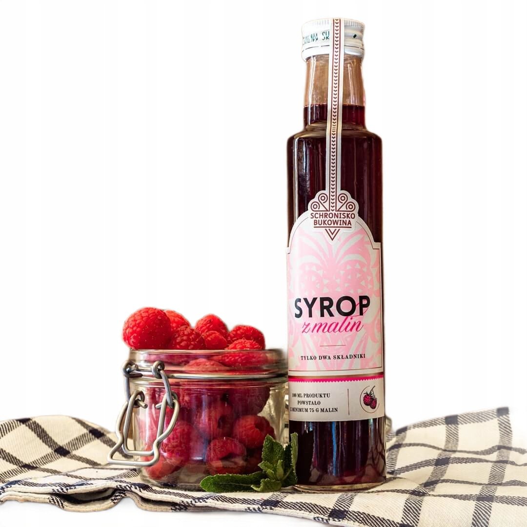 Syrop malinowy czysta etykieta 51 procent soku z malin NFC + cukier