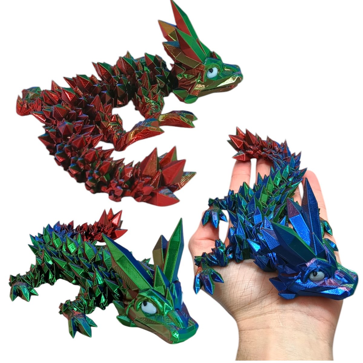 Unikatowy, Kryształowy Smok Baby Midi, 25cm, Figurka Przegubowa