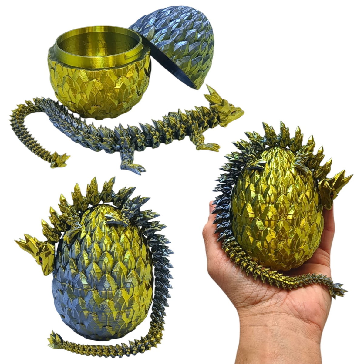 Kryształowy Smok Mini + Jajko, 30cm Długość, Figurka Przegubowa