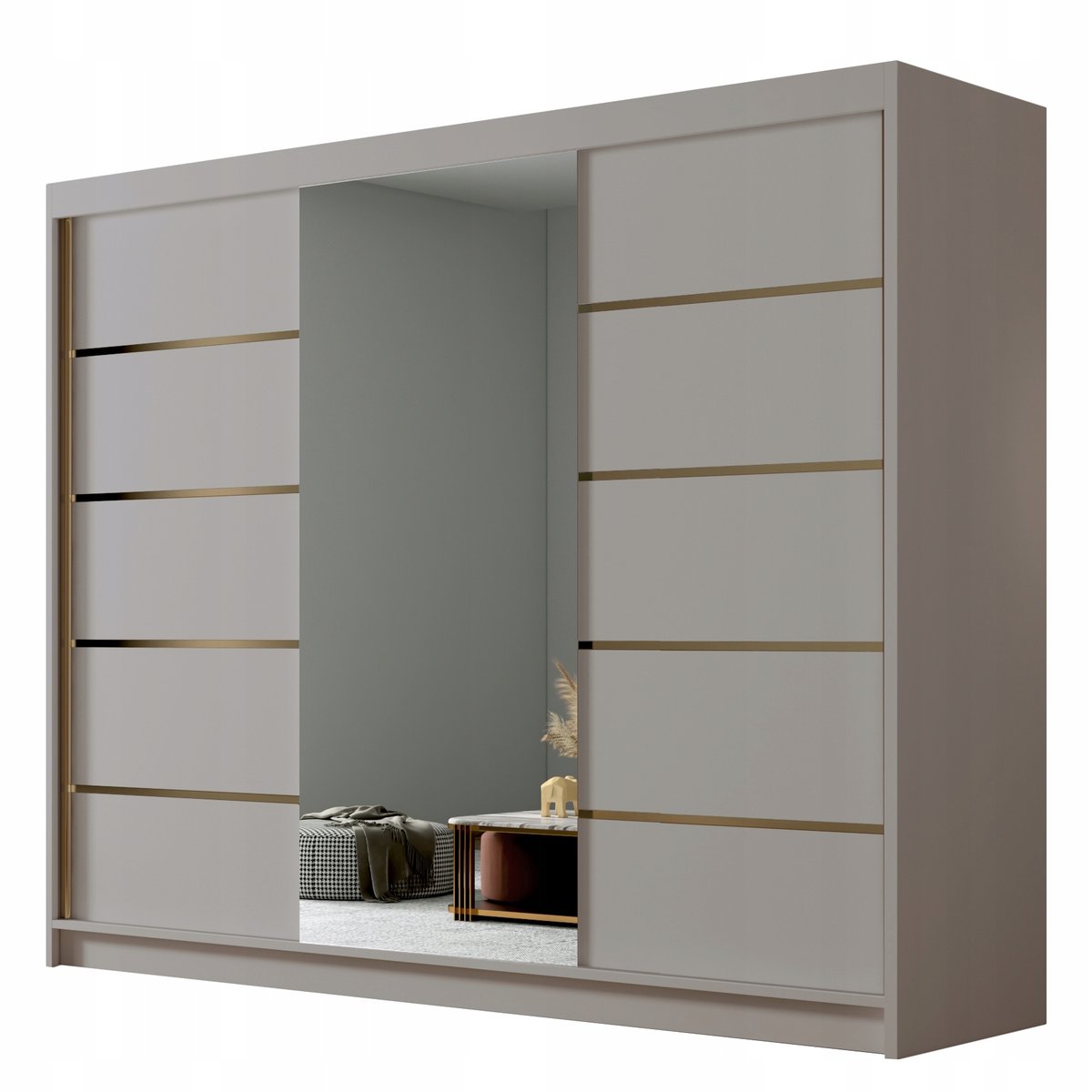 SZAFA przesuwna z lustrem 250cm ARIA VI POJEMNA garderoba PÓŁKI