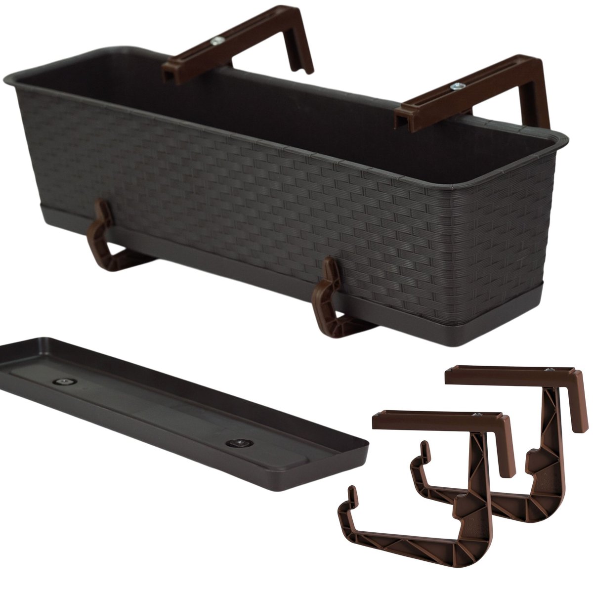 Skrzynka balkonowa Ratolla z podstawką ISR600P Doniczka prostokątna + uchwyty