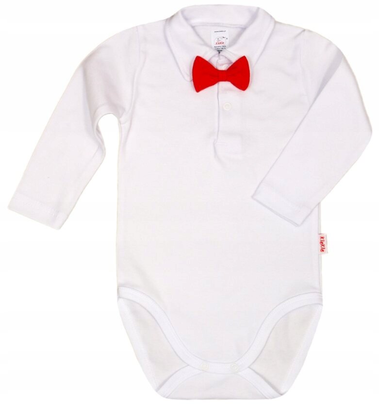Body KOŁNIERZYK Polo DŁR BIAŁE MUCHA czerwona r 68 KLEKLE