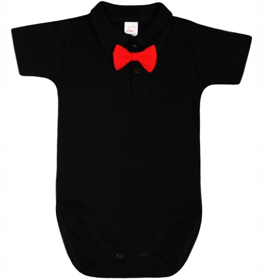 Body KOŁNIERZYK Polo KR czarne MUCHA czerwona r 74 KLEKLE