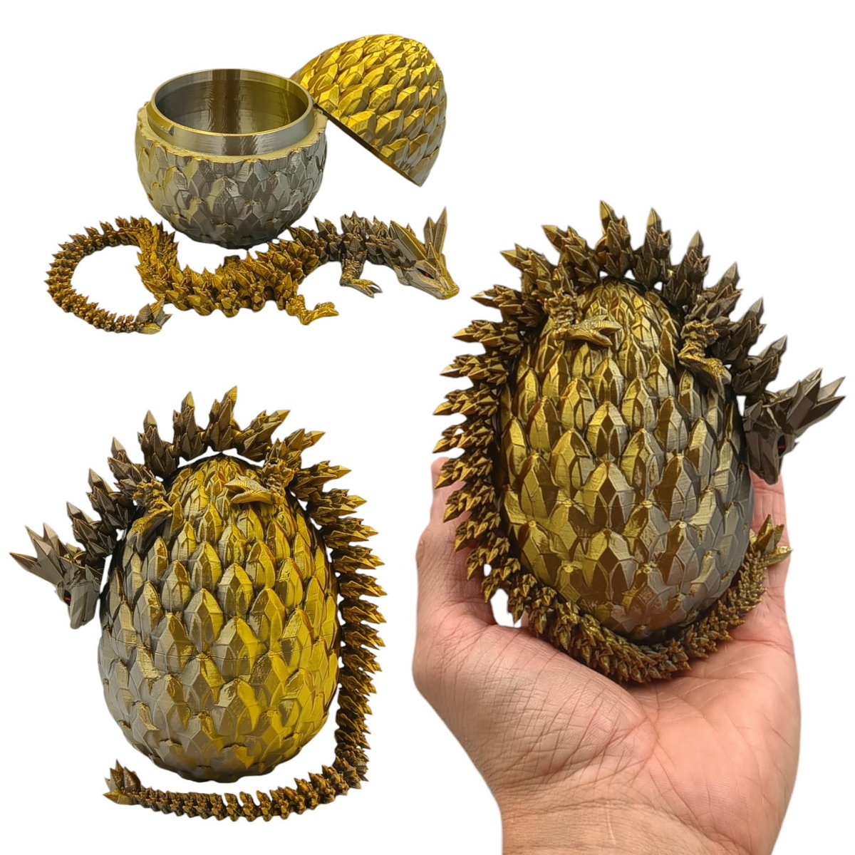 Kryształowy Smok Mini + Jajko, 30cm Długość, Figurka Przegubowa
