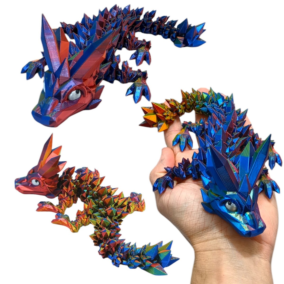 Unikatowy, Kryształowy Smok Baby Midi, 25cm, Figurka Przegubowa