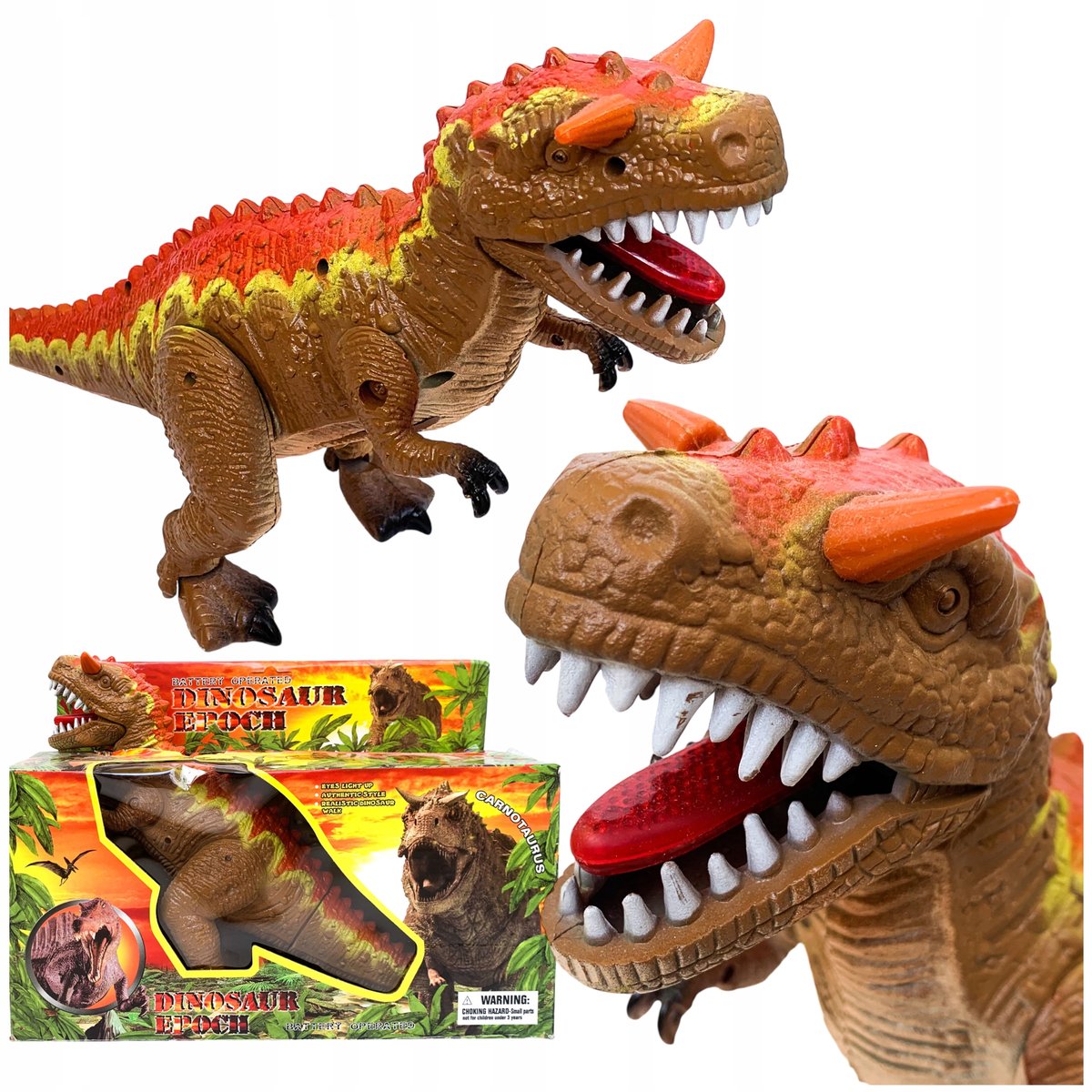 Dinozaur na baterie ryczący chodzący z dźwiękiem tyranozaur t-rex zabawkowy