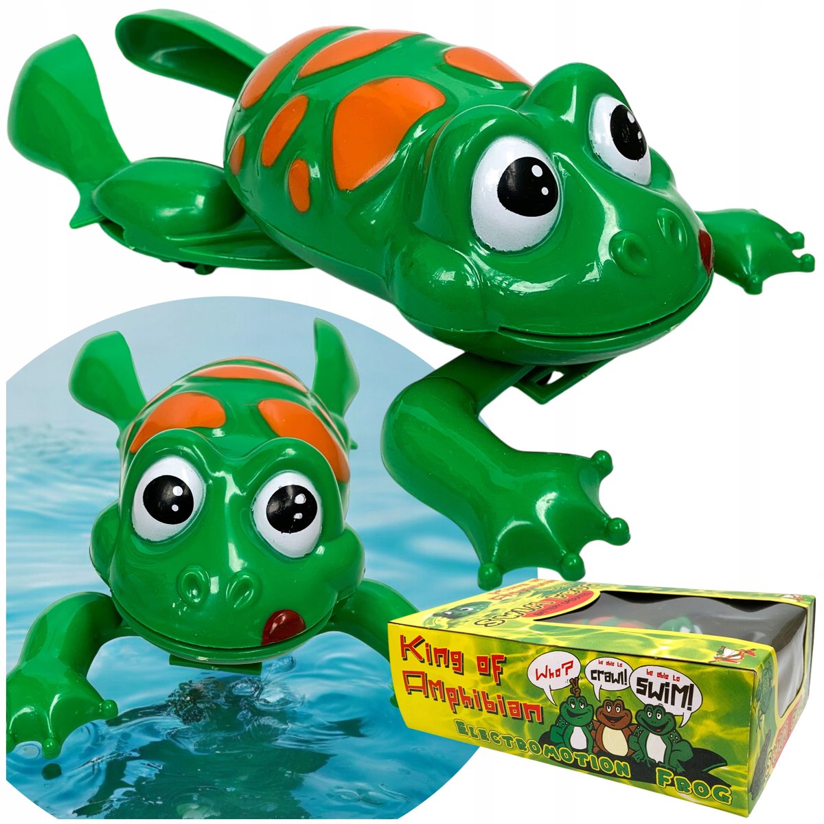 Pływająca w wodzie żaba zabawka żabka do wanny na baterie zabawkowa amfibia