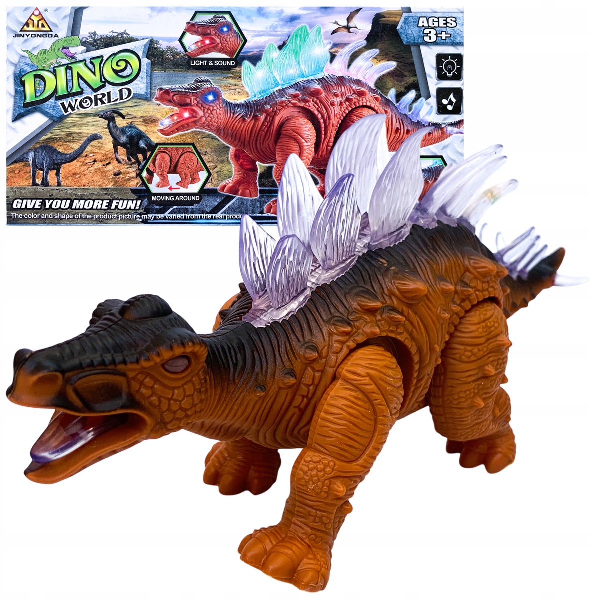 Dinozaur na baterie chodzący z dźwiękiem stegozaur zabawkowy dla dziecka