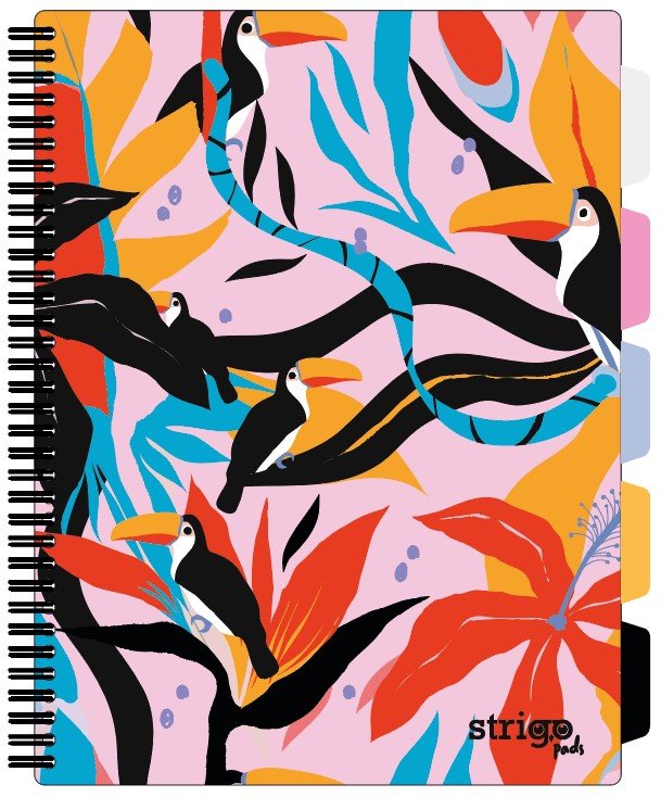 Kołozeszyt STRIGO PADS Project Book A4 kratka Jungla różowy