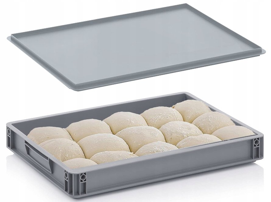 Pojemnik do dojrzewania ciasta na pizzę duży 40x30 z pokrywką komplet