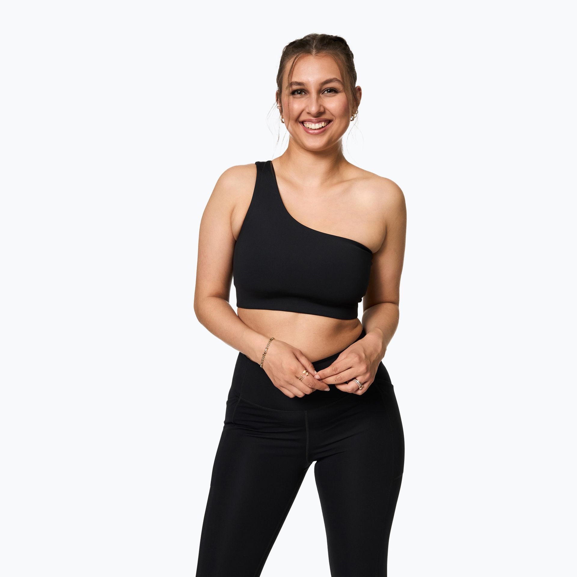 Biustonosz treningowy Girlfriend Collective Bianca One Shoulder black WYSYŁKA W 24H 30 DNI NA ZWROT