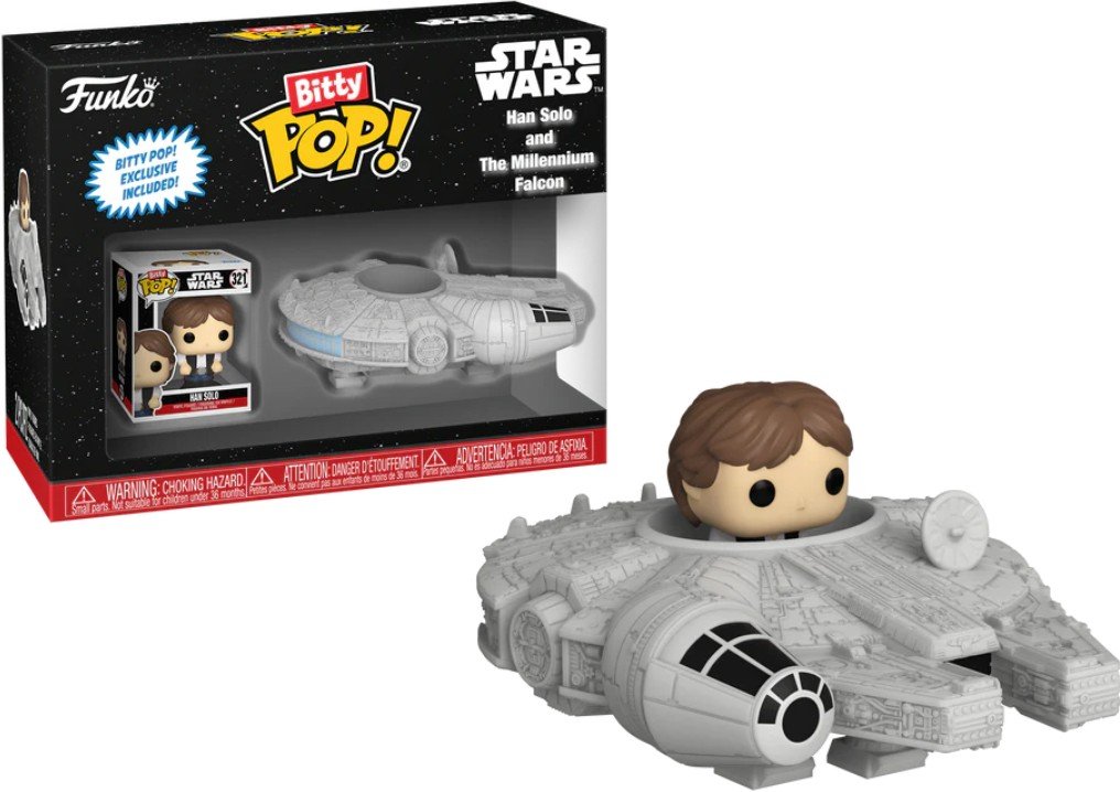 funko pop! star wars bitty pop ride han solo with milennium falcon