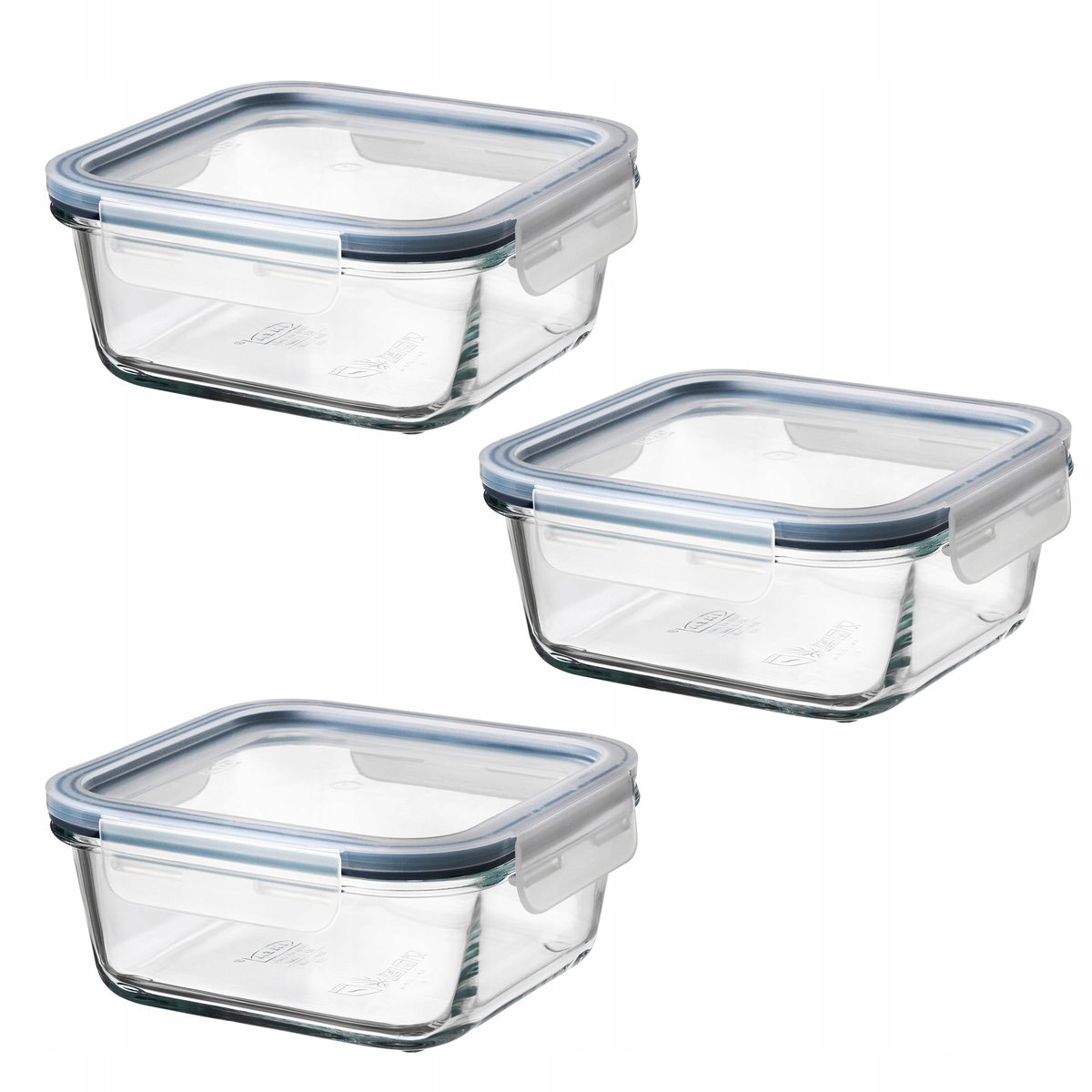 POJEMNIK NA ŻYWNOŚĆ Z POKRYWKĄ SZKŁO 600 ML 3 SZT.