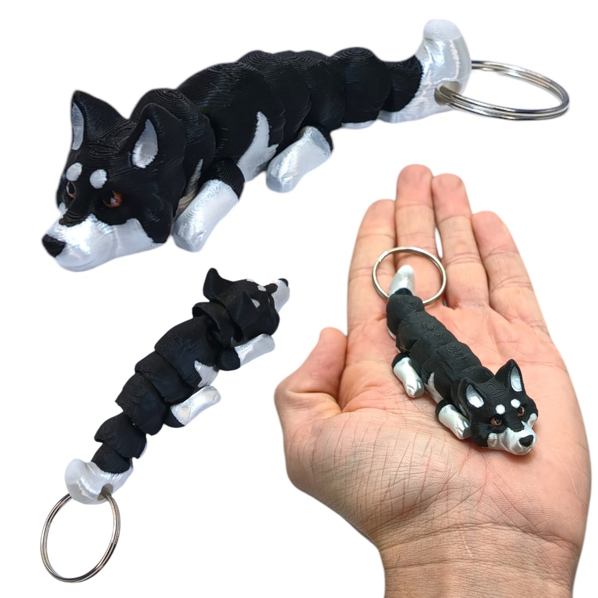 Ruchomy Brelok - Pies Husky Baby, Breloczek Husky, Brelok do Kluczy,