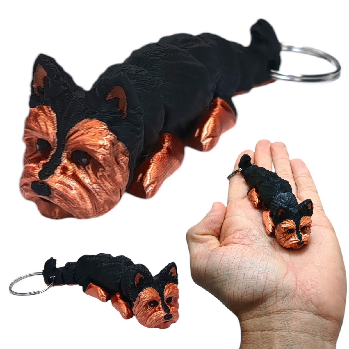 Ruchomy Brelok - Pies Yorkshire Terrier, York, Brelok do Kluczy