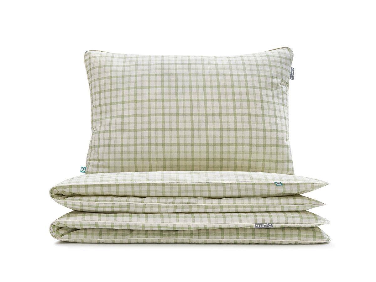 pościel zielona kratka 100x135 cm + 1x 60x40 cm - MUMLA