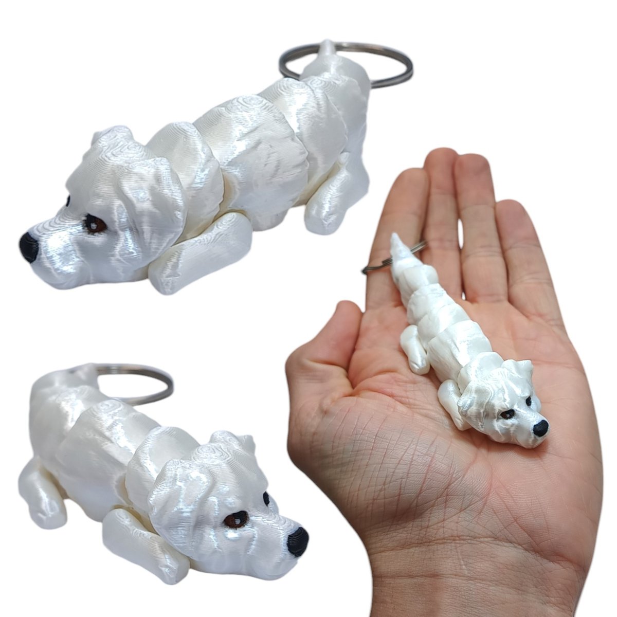 Ruchomy Brelok - Pies Golden Retriever Baby, Breloczek, Brelok do Kluczy