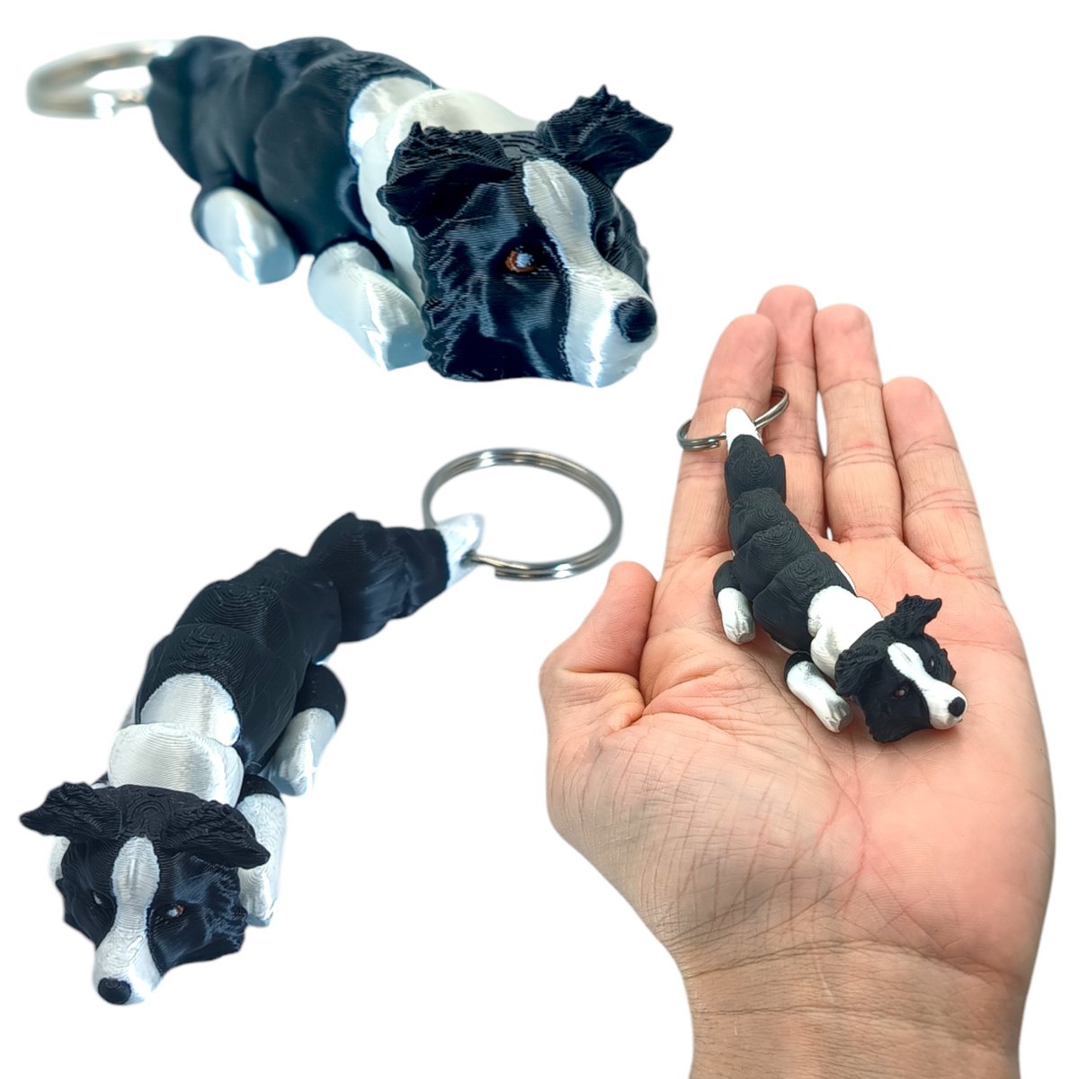 Ruchomy Brelok - Pies Border Collie Baby, Breloczek, Brelok do Kluczy