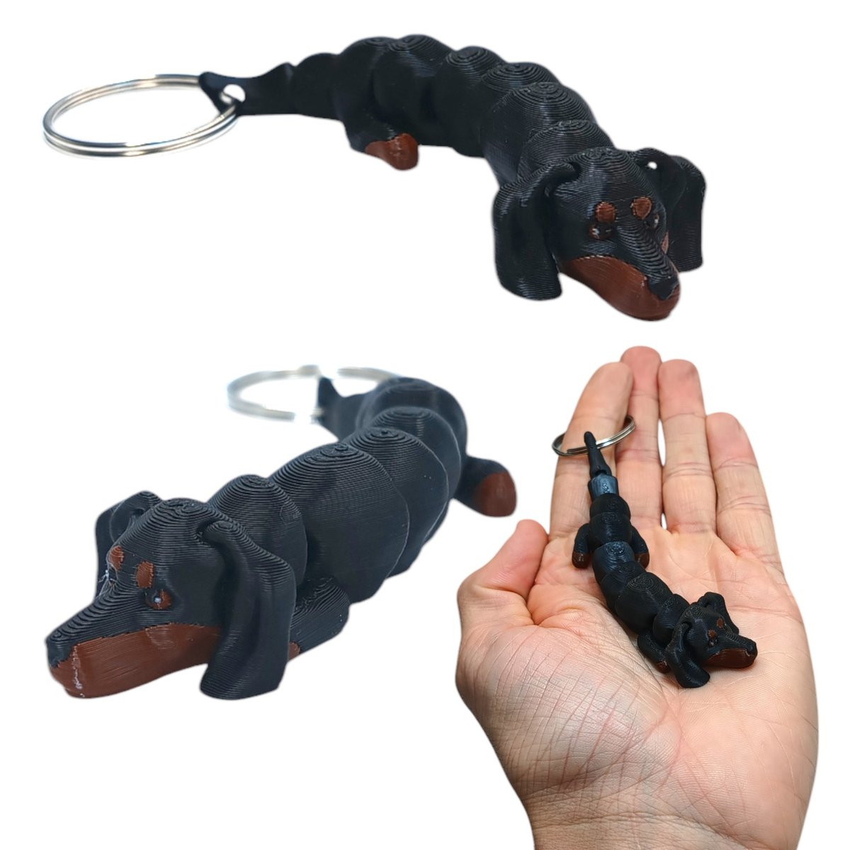 Ruchomy Brelok - Pies Jamnik Baby, Dachshund Breloczek, Brelok do Kluczy