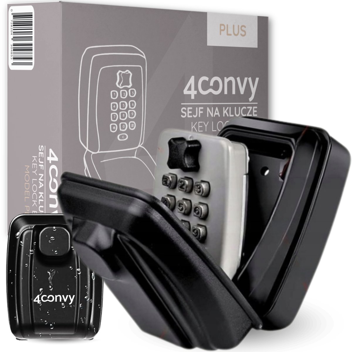 4CONVY sejf klucze skrytka na kod szyfr kasetka z przyciskami METALOWY