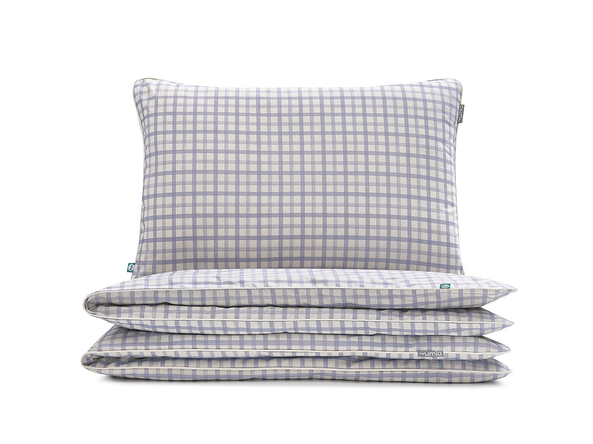 pościel fioletowa kratka 220x200 cm + 2x 80x70 cm - MUMLA