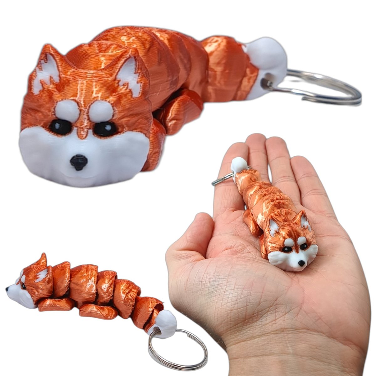 Ruchomy Brelok - Pies Pomeranian, Szpic Miniaturowy, Brelok do Kluczy