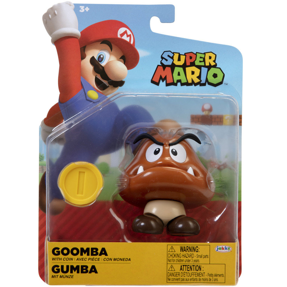 SUPER MARIO NINTENDO JAKKS PACIFIC ORYGINALNA RUCHOMA FIGURKA GOOMBA + COIN