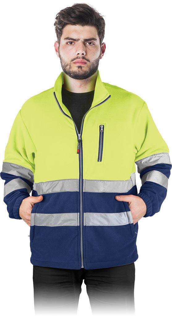 BLUZA OCHRONNA Z POLARU REIS POLSTRIP; ŻÓŁTO-GRANATOWY (XXL)