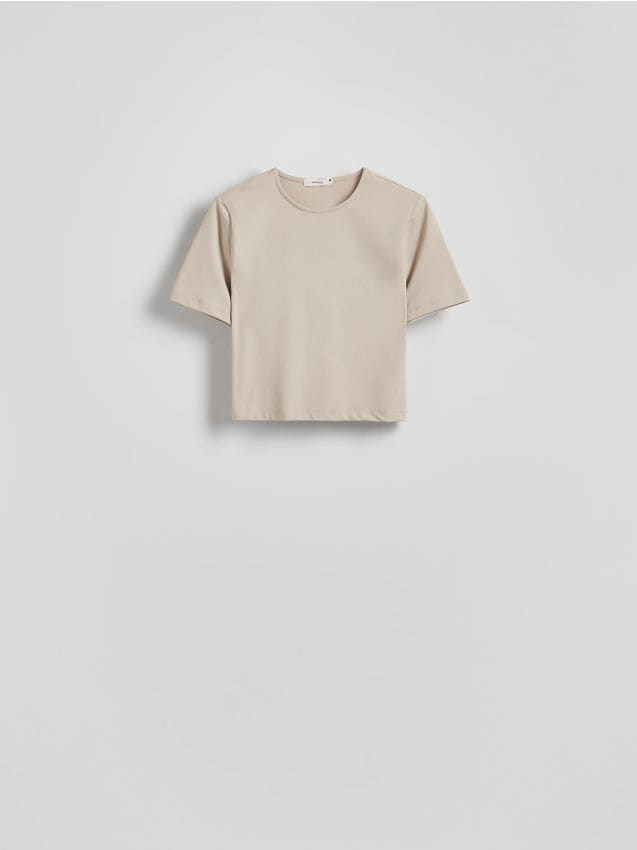 Reserved - Krótki t-shirt - beżowy