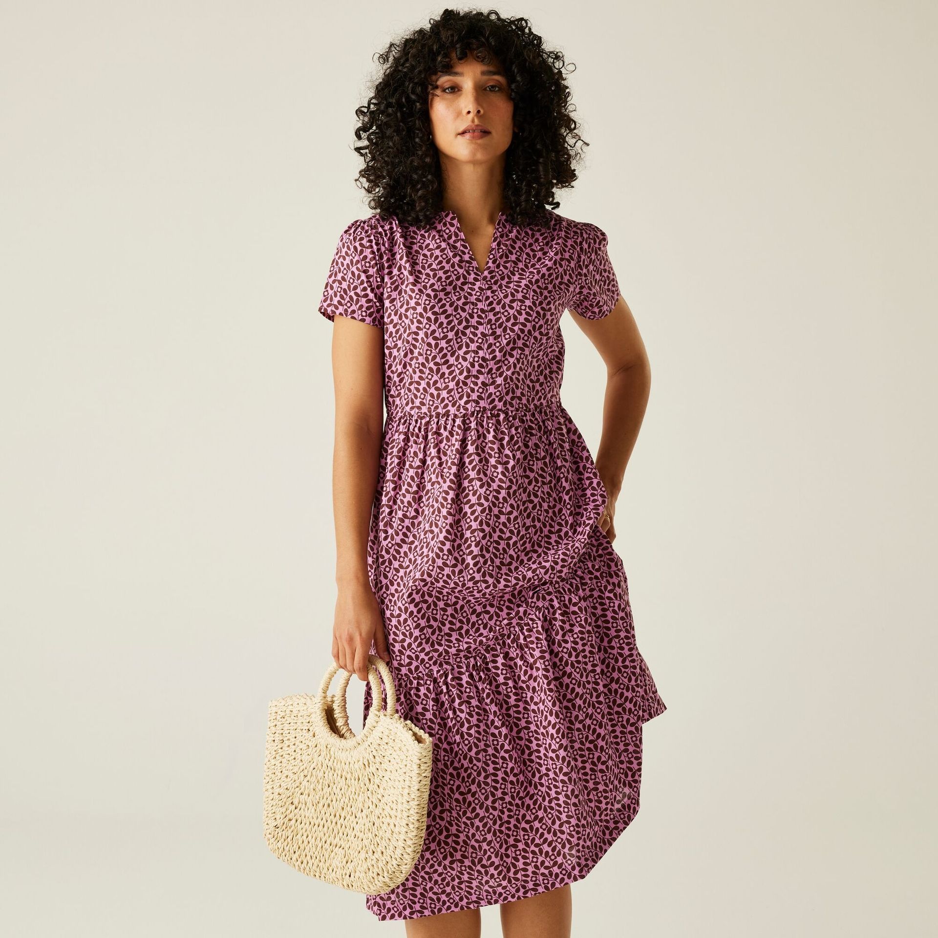 Regatta Orla Kiely - Damska Sukienka Tiered Midi Fioletowy, Rozmiar: 36