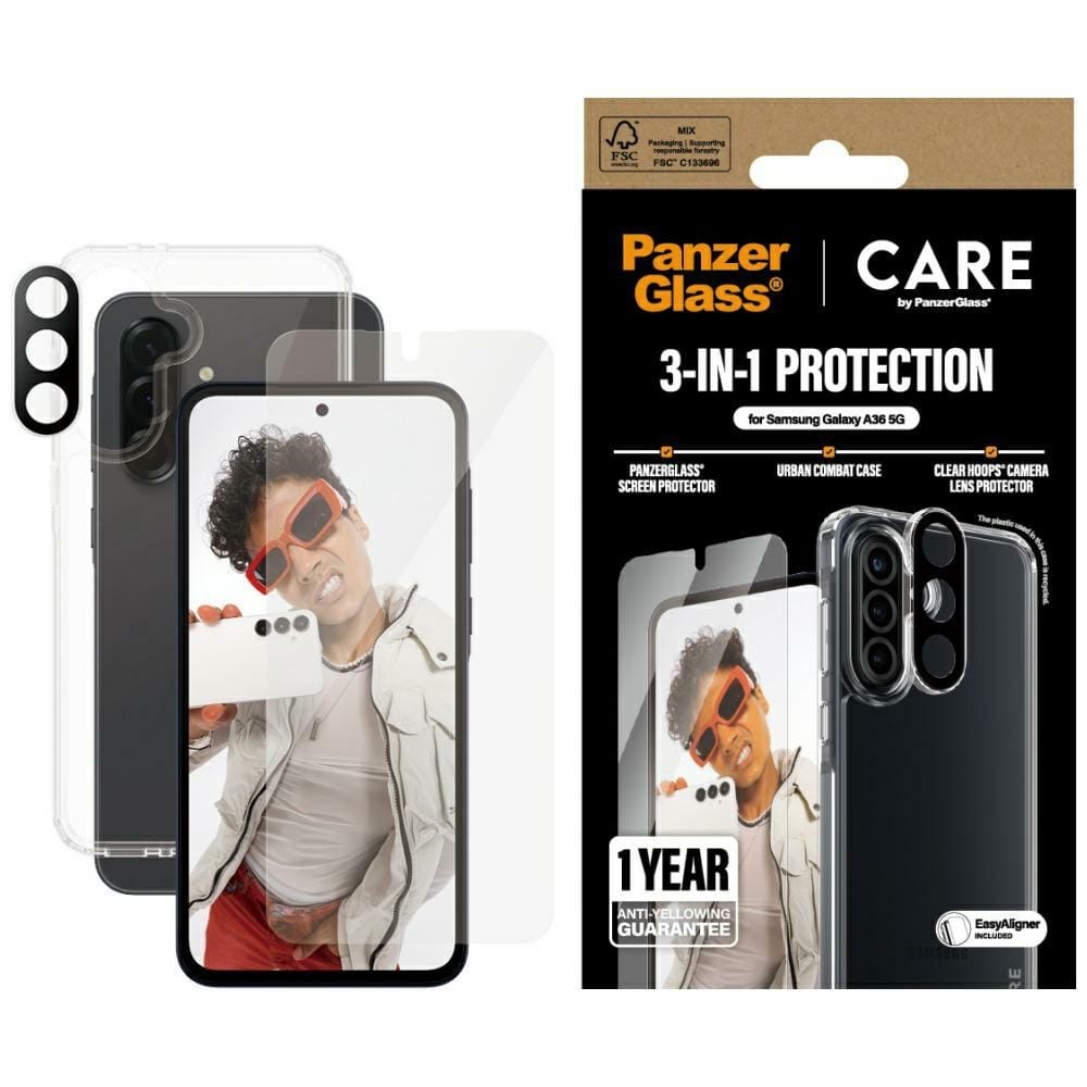 Zestaw ochronny CARE by PanzerGlass Flagship 3w1 Etui+Szkło+Lens do Samsung Galaxy A36 5G