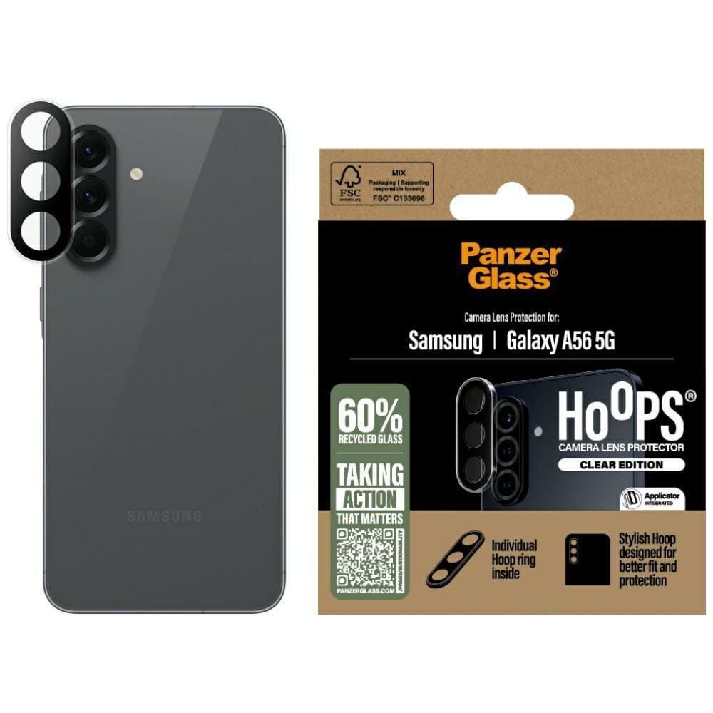 PanzerGlass Szkło hartowane na aparat Hoops Lens Protector do Samsung Galaxy A56 5G, przezroczysto-czarne