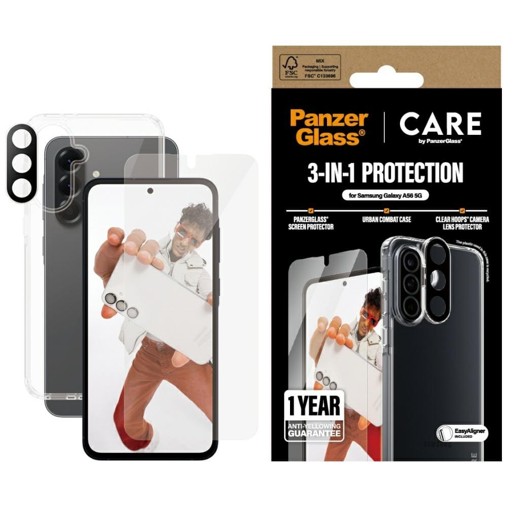 Zestaw ochronny CARE by PanzerGlass Flagship 3w1 Etui+Szkło+Lens do Samsung Galaxy A56 5G
