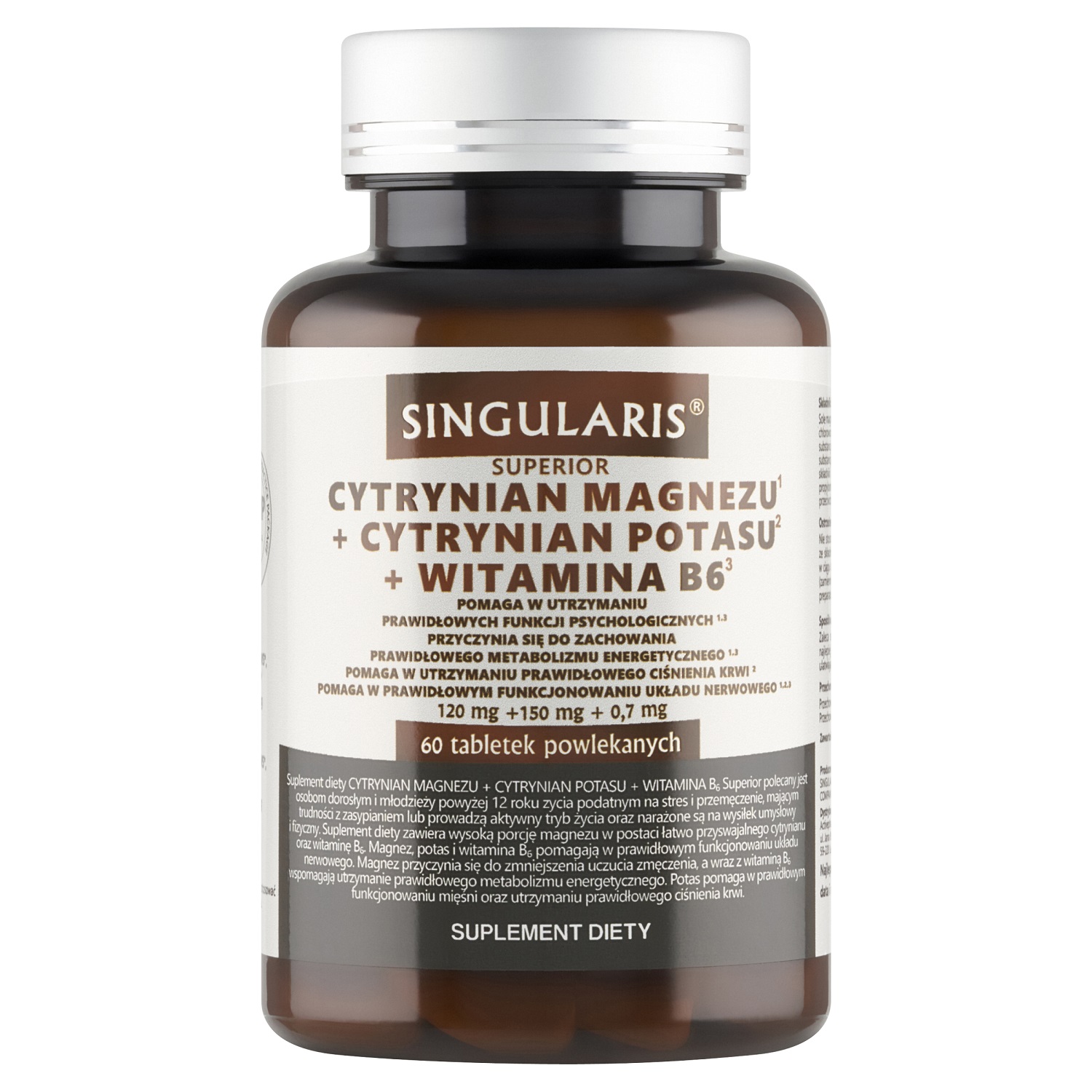 Singularis Superior Cytrynian Magnezu + Cytrynian Potasu + Witamina B6, suplement diety, 60 kapsulek Duży wybór produktów |  od 199.99zł | Szybka wysyłka do 2 dni roboczych! | 3651621