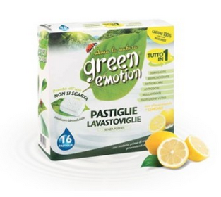 Tabletki do zmywarek, ekologiczne, CYTRYNOWE, 16 sztuk, Green Emotion