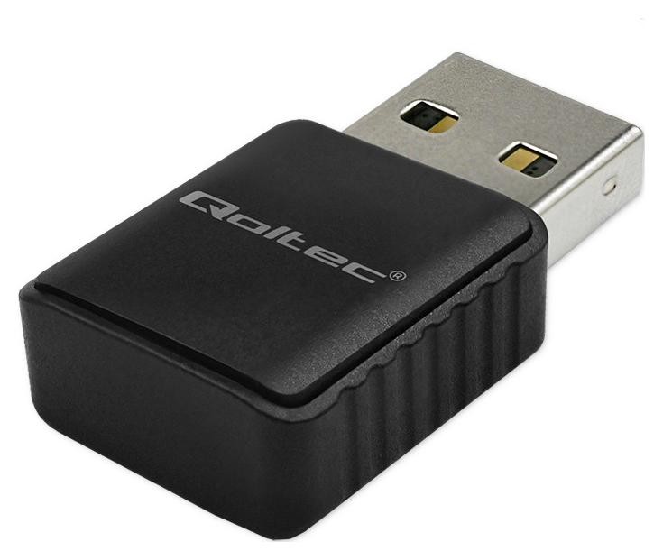 Qoltec 56988 Bezprzewodowy Ultra szybki DUAL mini WiFi adapter 2 x 2dBiStandard AC USB 3.0 1300Mbps 56988