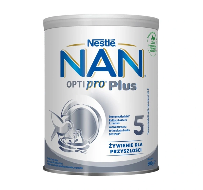Nestle NAN Optipro Plus 5 produkt na bazie mleka, w proszku po 2,5 roku życia 800g