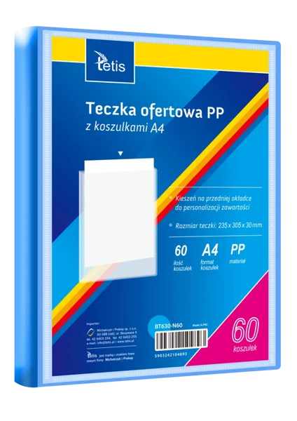 Teczka ofertowa A4 PP + 60 koszulek niebieska - Tetis