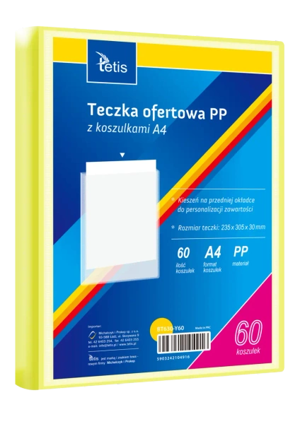 Teczka ofertowa A4 PP + 60 koszulek żółta - Tetis