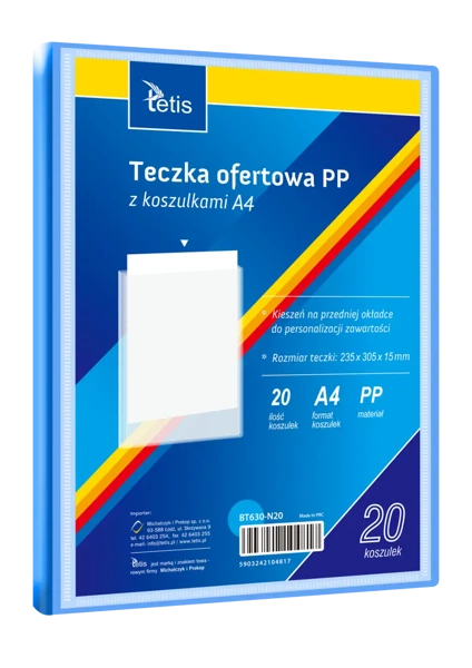 Teczka ofertowa A4 PP + 20 koszulek niebieska - Tetis