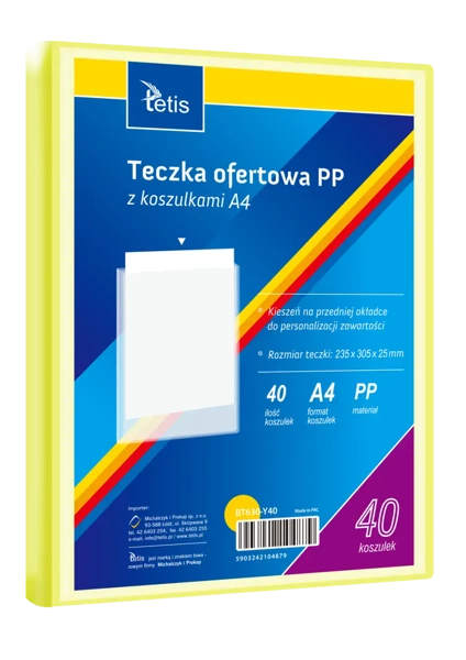 Teczka ofertowa A4 PP + 40 koszulek żółta - Tetis